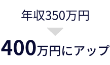 年収350万円から400万円にアップ
