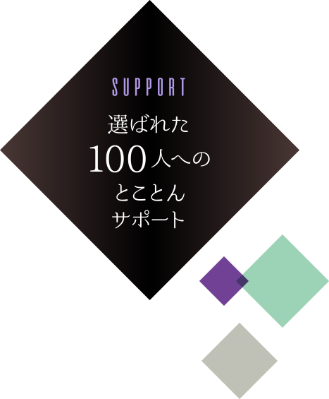 選ばれた100人へのとことんサポート