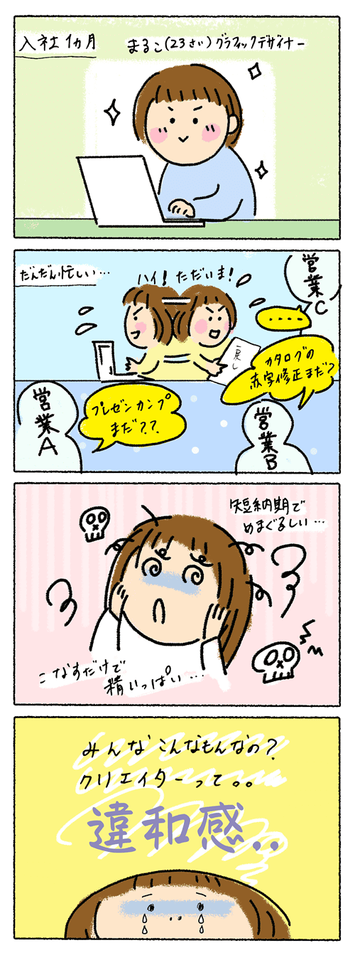 Webデザイナーが仕事でモヤモヤを感じてしまう様子を描いた4コマ漫画
